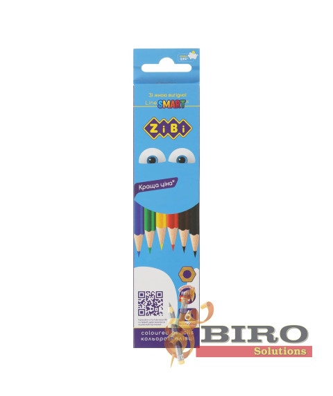 Creioane colorate 6 culori, din lemn, SMART Line
